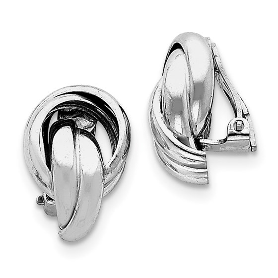 Sterling Silver Rhodium Plated Knot Design Clip Back Earrings Sterling Silver Rhodium Plated Knot Design Clip Back Earrings